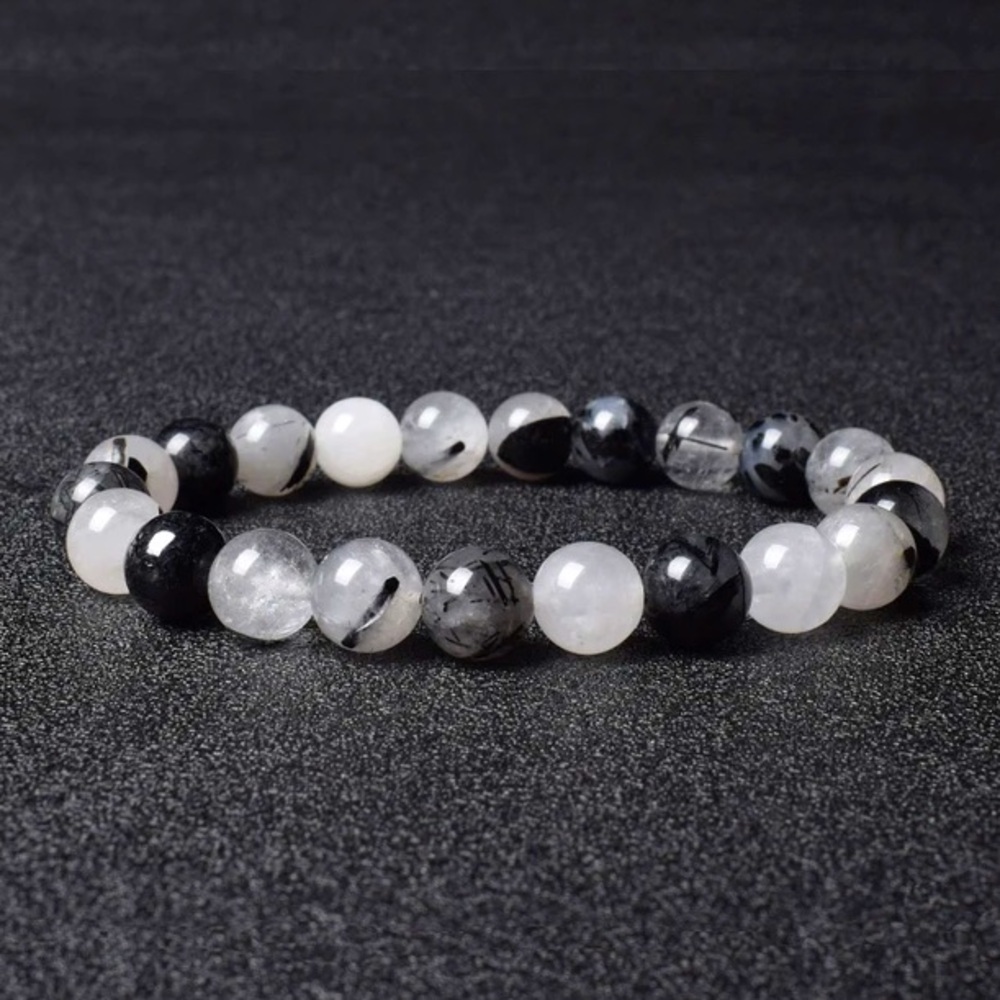 🆕New Black Rutilated Quartz 8mm Healing Gemstone Bracelet
